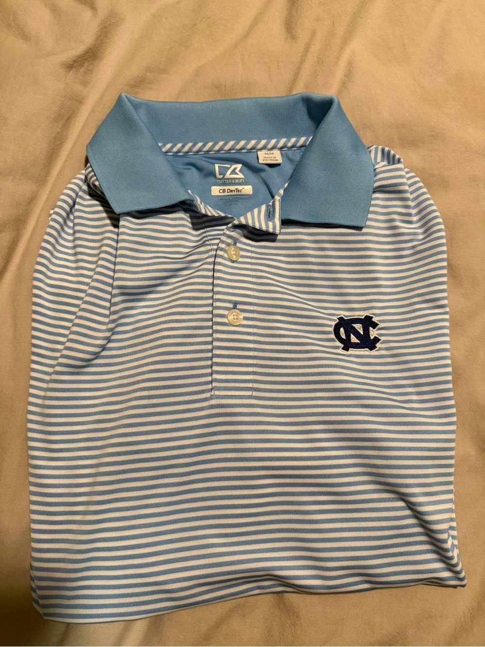 Cutter & Buck Light Blue White Striped Performance Polo